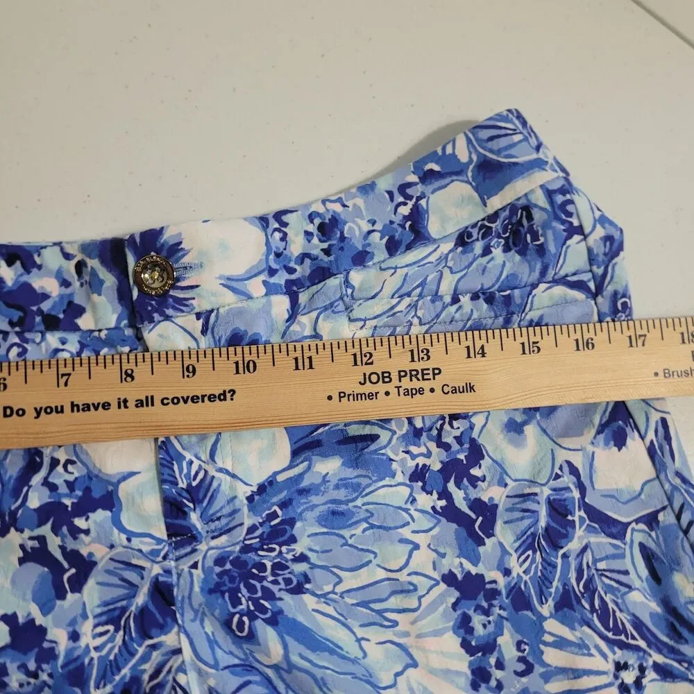 Lilly Pulitzer 8 pants Kelly Skinny Ankle Coastal Blue Catch n Keep blue flower